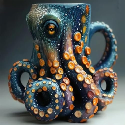 Cthulhu inspirierter Piratenkrug, Piratenkrug mit Cthulhu-Tentakel, 3D-Keramikbecher, 3D-Oktopus/Kraken-Design, Bierkrug für Bar, Restaurant, Zuhause, nautisch, Geschenk für Männer, Vater, Großvater
