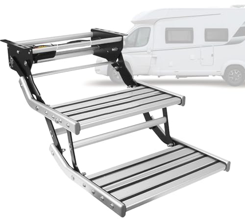 VNATWGOO 12-V-Trittstufe FüR Wohnmobile, Klappbare Aluminium-Trittstufe Mit Automatischem TüRsensor,DoubleLayer