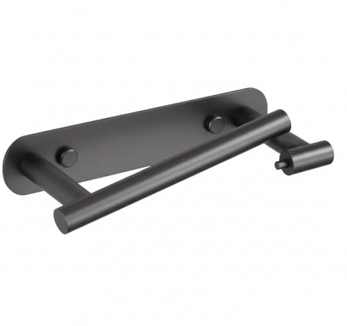 YUET Toilet Roll Holder, Adhesive or Wall Mounted Options, Stainless Steel Rustproof Stick on no Drilling Double Post Pivoting Toilet Paper Holder Wall Mount for Bathroom