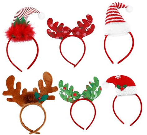 HAPINARY 6 Pièces Boucle de tête de bande de Noël adultes bandeaux de noël cerceau de cheveux de bois bandeau d'arbre de groupe coiffe de chapeau bandeau Tissu (Polyester)