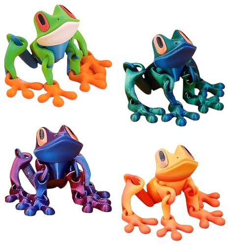 3D Bedruckter Kühlschran Magnetischer Froschs,4 Stück Niedliche Frösche Kühlschrankmagnet,Magnete Frosche 3D Druck Kühlschränke Ornamente Für Kühlschrank-Metallwand - Kreative Froschs-Modellkollektion