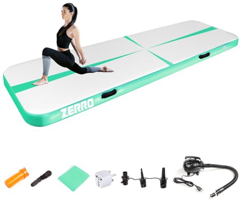 CCLIFE Tracking Matte 5m Turnmatte Aufblasbar klappbar mit Elektrischer Luftpumpe Yogamatte Trainingsmatte 20 cm Grün