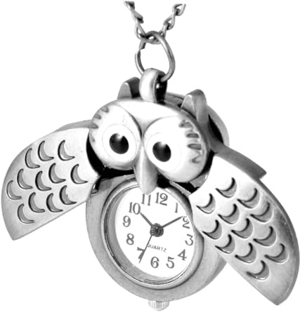 Hübsche Eulen Taschenuhr Quartz Legierung Silber Retro Weihnachten Event | Kreative Uhr in Eulenform, Zierlich und Tragbar, für Alltag, Freund