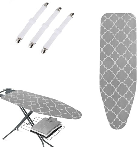 Vastsea Bügelbrettbezug Baumwolle, Elastischer Bügeleisenbezug, 110x34 cm, mit Spanner für Festen Halt, für Dampfbügeleisen, Schnelles Bügeln