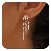 MIYUEFAN Ohrringe Silber 925 Damen, 14K Gold Vergoldet mit Cubic Zirkonia Lange Hängeohrringe Hypoallergen Creolen Ohrringer Modeschmuck Geschenke für Frauen Mädchen