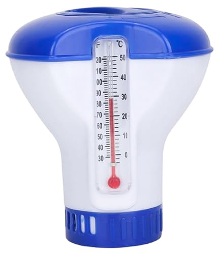 DAGLLGEW Pool-Chlor-Schwimmer mit Thermometer, 5 Zoll automatischer Chlortabletten-Schwimmer, Pool-Zubehör, um das Schwimmwasser frisch und sauber zu halten. Thermometer schwimmt, leicht ablesbar