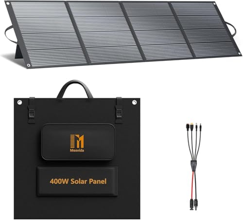 Mesuvida 400 W Panneau Solaire Portable Pliable, Etanche IP68, Revêtement EFFE, Sortie MC4 41 V,Idéal Pour les Batteries Externes, les Générateurs Solaires,Camping les Camping-cars Autonomes