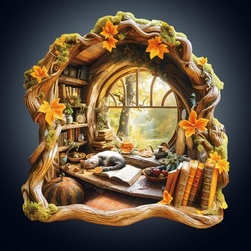 WOODBESTS Puzzle in legno per adulti, casa sull'albero con vista sulla finestra, puzzle con effetto visivo 3D, puzzle per adulti, regali di compleanno per donne e uomini (L 34 × 33 cm, 270 pezzi)