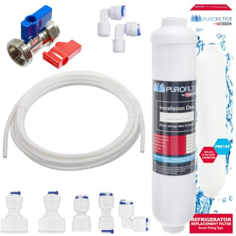 Reliapart Universal Fridge Water Filter External Inline Kit (Includes Filter, 6m Pipe, Valve & 7 Connectors)