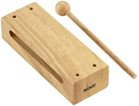 Nino Percussion Wood Block Instrument - Großes Musikinstrument für Kinder ab 3 Jahren - Siam Eiche, Natur (NINO22)