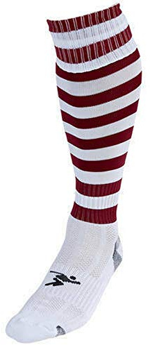 Precision Hooped Pro Football Socks Junior White/Maroon 43985