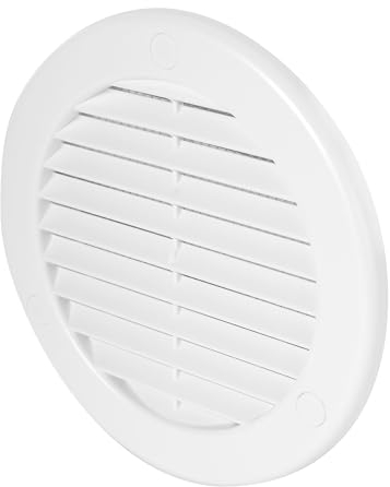 Awenta Plastic Air Vent Grille Cover 100 mm 4 inch, White with Insect Grid Fly Net, Screw Hole Covers for Better Look