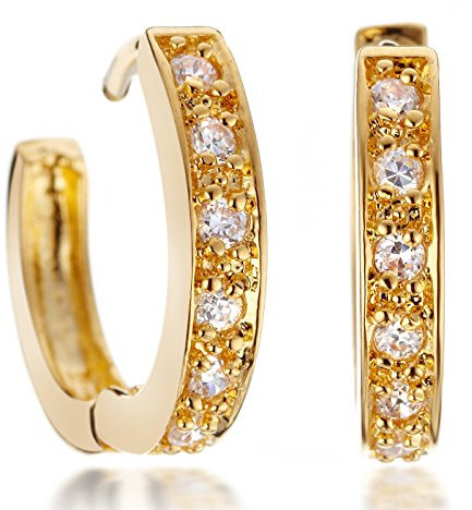 Gemini Ohrstecker (Gold 18K), Luxus Design mit hochwertigen Kristall Stein Elementen, Rundform, für gehobene Anläße, beliebt bei Girls & Damen, 1,9 cm Durchmesser