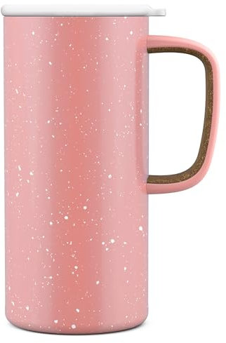 Ello Campy Vacuum Insulated Travel Mug with Leak-Proof Slider Lid and Comfy Carry Handle, Perfect for Coffee or Tea, BPA Free, Georgia Peach, 18oz