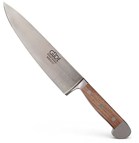 GÜDE Solingen - Kochmesser geschmiedet, 21 cm, Walnussholz, ALPHA WALNUSS, Küchenmesser, Doppelkropf, Handmade Germany