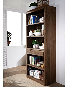 MASSIVMOEBEL24.DE | Toronto Regal 88x205x40 Sheesham/Palisander, Farbe:Dunkelbraun gebeizt, Größe:88x40x205 cm (BxTxH)