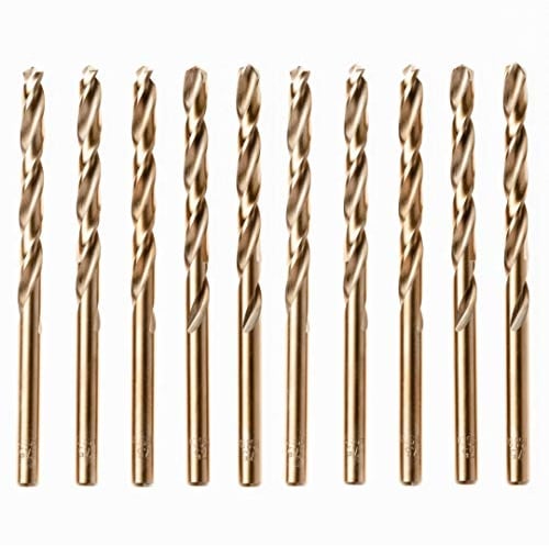 Rennie Tools - 10pc 3.3mm HSS Gold Cobalt Jobber Drill Bit Set for Stainless Steel, Hard Metals, Aluminium, Cast Iron, Copper
