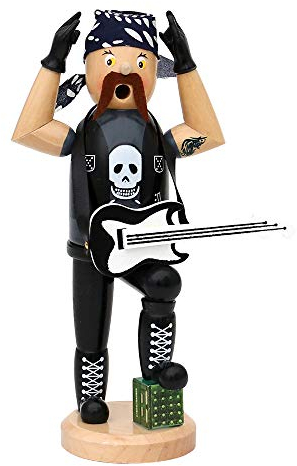Deko-Geschenke-Shop Heavy Metal Räucherfigur 20 cm Gitarre, Kopftuch Tattoo 40323