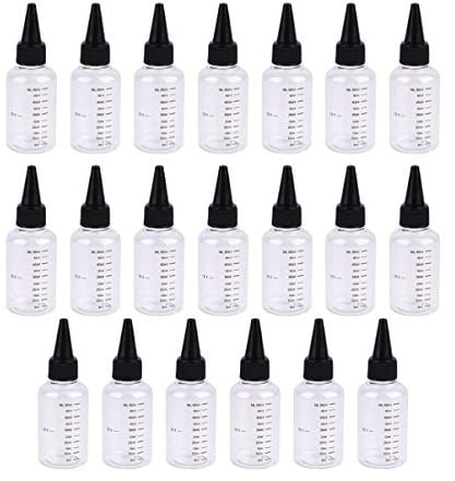 Healifty 20pcs Plastic Small Squeeze Bottles with Twist On Cap Lids for Sauce Condiments Dressing Paint Olive Oil BBQ 60ML