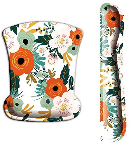 ITNRSIIET Upgraded Ergonomic Keyboard and Mouse Wrist Rest Pad Set, Cute Flower Wrist Pad with Non-Slip Base for Computer, Laptop, Gaming, Working, Easy Typing & Pain Relief