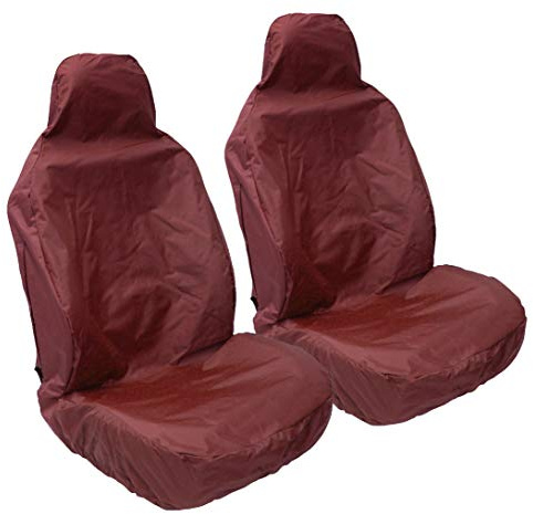 Heavy Duty MAROON RED Waterproof Car Seat Covers for BUCKET RECARO SPORTS seats - 2 x Fronts (Airbag Friendly)