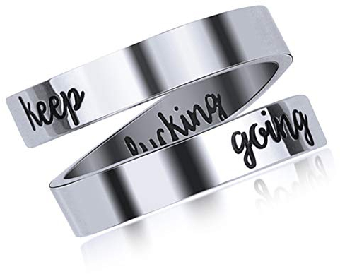 Gravierter Inspirationsring, Offener Verstellbarer Woffoly-Fingerring, Chirurgische 316L-Edelstahl-Statement-Ringe Geschenke für Teenager-Mädchen
