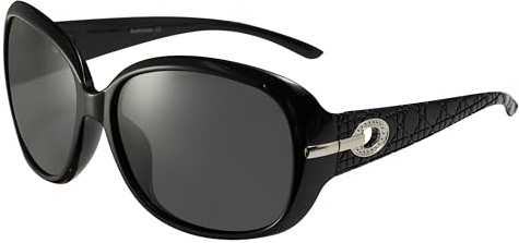 Komonee Designer Womens Overized Polarized Sunglasses Set With Luxury Folding Case and Cleaning Cloth Classic Vintage Celebrity Style Retro Large Frame Sun Shades UV400