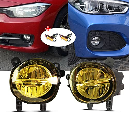 WISGOL Nebelscheinwerfer Beide passen für 2010-2018 F30 F31 F20 F21 F32 F33 F34 F36 F22 F23 F45 F46 LED Direkter Austausch or LED TO HALOGEN Ein Paar Nebelscheinwerfer (Gelbe Linse)