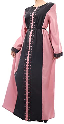 Musuly Djellaba Rose Violet Et Noir pour Femme (S=36)