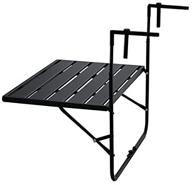 HDZNDH Balkontisch Hängend, Kleiner Klapptisch, Balkongeländer Hängetisch Klappbarer, 3-Fach höhenverstellbar, für Geländer Decktisch Terrasse (Color : Black, Size : 60 * 40 * 60cm)