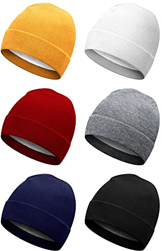 Winter Satin Gefütterte Beanie Mütze Seide Gefütterte Beanies Bündchen Einfarbig Totenkopf Hut Strickuhr Mütze Winter Warm Beanies für Frauen Herren, Weiß, Schwarz, Blau, Grau, Rot, Gelb