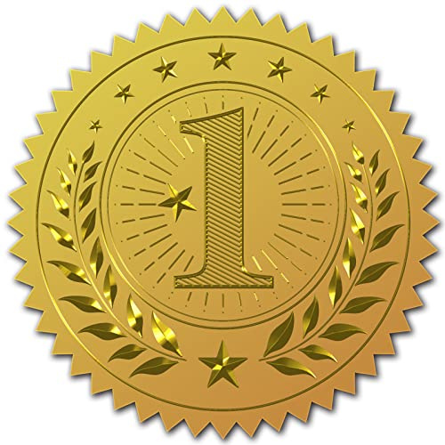 craspire 100 Stück Goldfolien-Aufkleber, Geprägte Zertifikatssiegel, Selbstklebende Aufkleber, Medaillen-Dekorationsaufkleber, Zertifizierung, Abschlussfeier, Firmennotarsiegel, Umschlag (1)