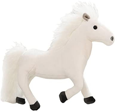 perfk Kuscheltiere Pferd Kuscheltier Plüschtier für Schlafzimmer Wohnzimmer Dekoration, Weiß