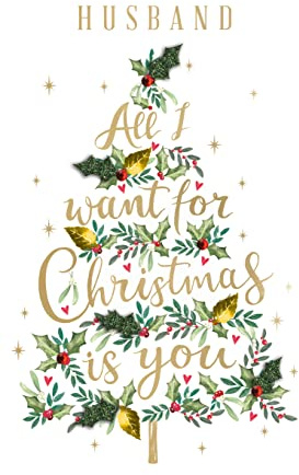 Husband All I Want Is You Embellished Christmas Card Hand-Finished Champagne XCDC380
