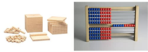 WISSNER® aktiv Lernen - Dienes Grundsortiment zum Dezimalrechnen 121 Teile - RE-Wood® & ® aktiv Lernen - 100 er Rechenrahmen rot/blau - RE-Wood®