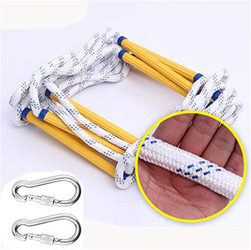 ADITAM Emergency Fire Escape Ladder, Flame Resistant Safety Rope Ladder with Hooks Outdoor Round Nylon Soft Ladder Durable Fire Escape Ladder Home Climbing Engineering Ladder,3M Double the comfort