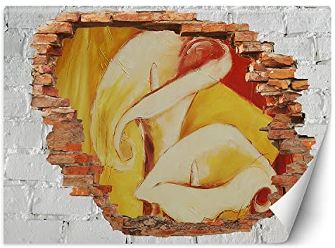 Feeby Papier Peint Intissé abstrait trou dans le mur 400x280 cm beige XXL Moderne Décoration Murale Tableaux Muraux Déco Tapisserie pour Salon Chambre à coucher Bureau peinture à l'huile fleurs
