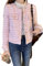 Blazer en Tweed Blanc à Carreaux avec Poches élégant, Mince, pour Le Travail et Le Bureau, Blazer Court sans col, Coupe à Revers, Veste, Blouson (Rose,L)
