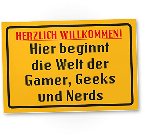 DankeDir! Gamer Geeks Nerds - Schild 30 x 20 cm - Schüler Geschenkidee Deko Partydeko Party Zocker Türschild Zimmer - Geburtstagsgeschenk Jungen Geschenk Jugendlicher Dekoration Teenager