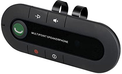 Haut-parleur Bluetooth de voiture avec clip de visière, kit de voiture sans fil pour téléphone portable, lecteur MP3 parlant, mise sous tension automatique, musique HiFi et appels sécurisés (bleu)