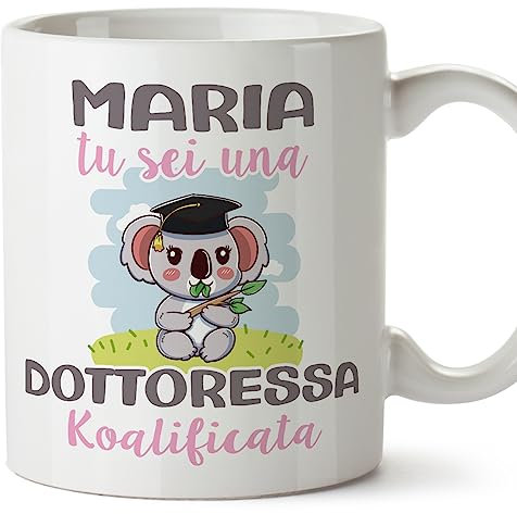 Mugffins Tazza Personalizzata in ceramica per DOTTORESSA donna 11 oz / 350 ml - In italiano - Koalificati Personalizzati - Idea regalo per compleanno, anniversario, natale, laurea