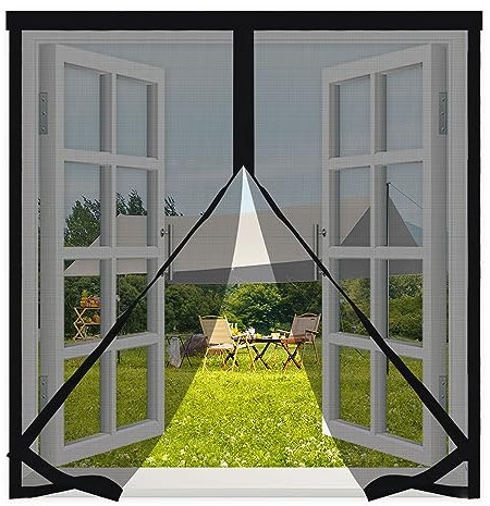 Zanzariera Magnetica Finestra 140x140cm,Tenda Zanzariera Magnetica Anti Zanzare Insetti Chiusura Automatica,Rete Superfine Autoadescante per Porte e Finestre,Nero