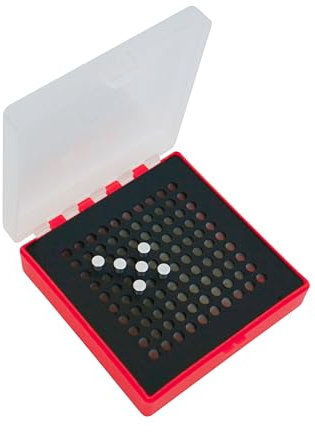 WPW Patronenbox für Kaliber .22, 22lfr, 22 Long Rifle & .25 ACP - Robuster Kunststoff - 100 Stück - Munitionsbox mit Klappdeckel - rot-transparent