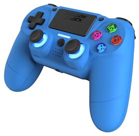 DragonShock Mizar Manette Sans Fil pour PS4 – Contrôleur Bluetooth Compatible PC & PS3 – Double Vibration, Batterie Rechargeable (Bleu)