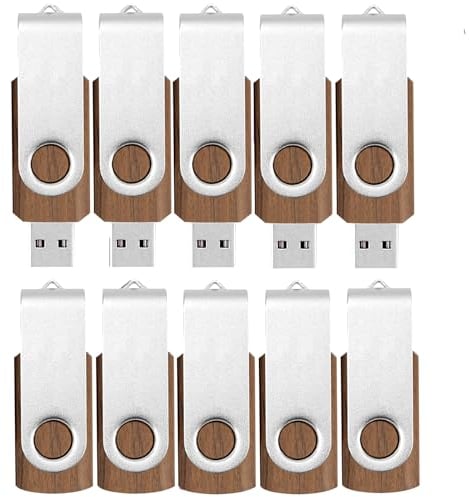 Holz USB Stick 16GB 10 Stück TATMOHIK 16GB USB Stick 10er Pack Wood USB Speicherstick USB 2.0 Metall-Schwenkclip Flash Drive Schnellen Geschwindigkeit USB-Flash-Laufwerk