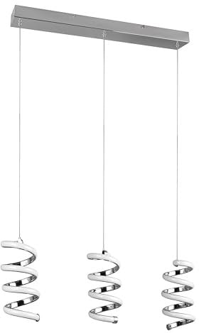 Reality Leuchten LED Pendelleuchte Laola R34183106, Metall Chrom, inkl. 3x 8 Watt LED, Switch Dimmer