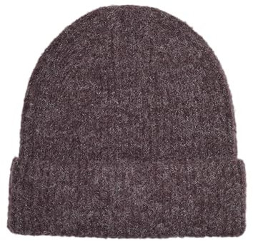 VERO MODA Damen VMGILA Rib Beanie NOOS Strickmütze, Plum Perfect/Detail:Black Melange, Einheitsgröße