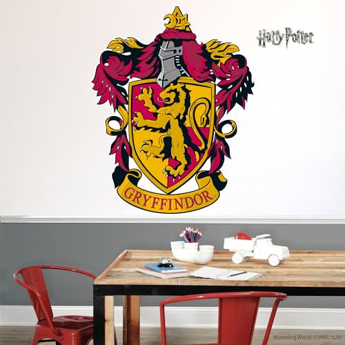 Stickers muraux Harry Potter - Décalcomanie murale du blason de Gryffondor Art du monde des sorciers (60cm Hauteur x 45cm Largeur)