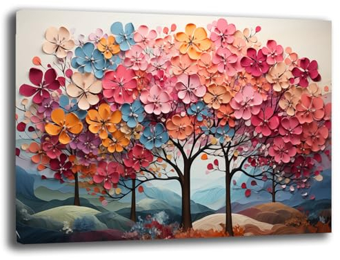 Printerland Quadro Moderno Camera da letto ALBERO della VITA Astratto Quadri moderni soggiorno da Parete XXL grande Stampa su tela Canvas Decorazione Murale muro Arredo Salone (8, 70x100 cm)