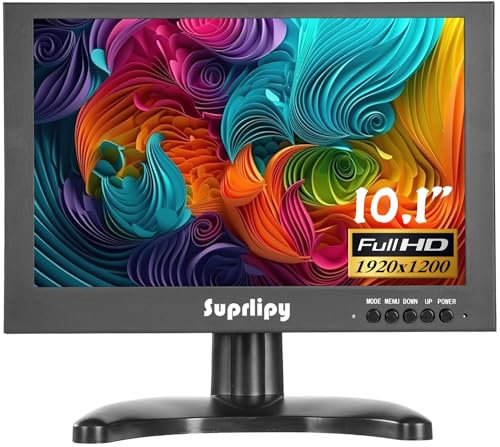 Mini monitor HDMI de 10,1 pulgadas 1920x1200 16:10 IPS Carcasa de metal Pantalla de visualización LCD a color con HDMI/VGA/AV/BNC Entrada de auriculares Altavoz dual incorporado